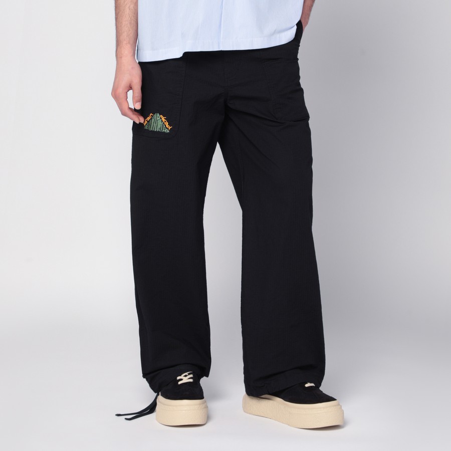 パンツ・ボトムスその他 Brain Dead Trousers Brain Dead Black cotton trousers with logo | TheDoubleF