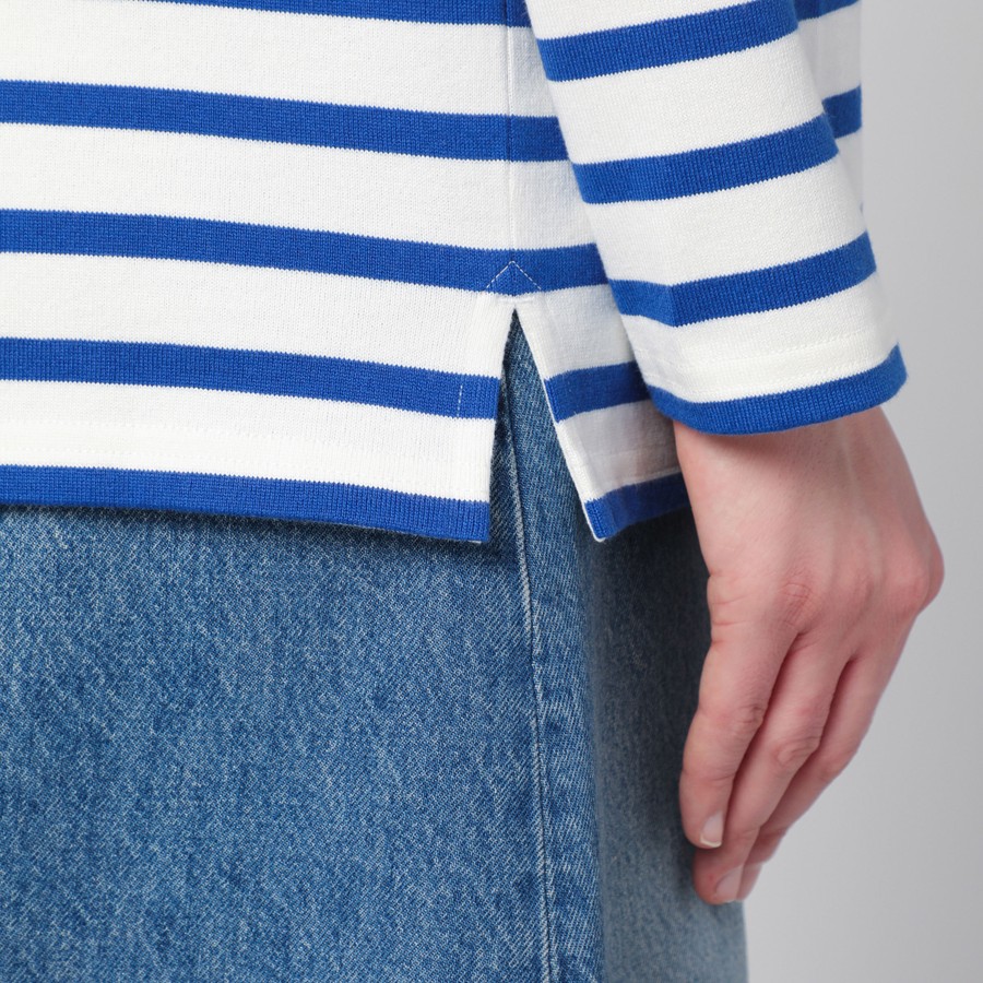 Valentino Ivory t-shirt with blue stripes Chez Valentino