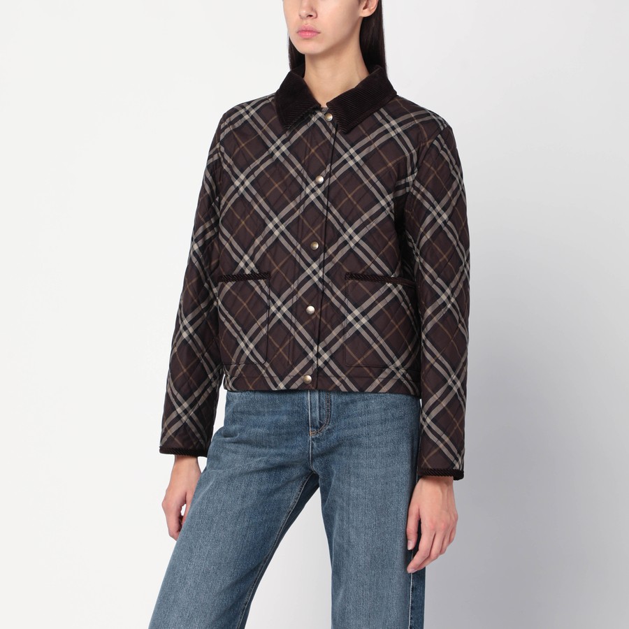 Burberry Giacca cropped motivo Check in nylon trapuntato TheDoubleF