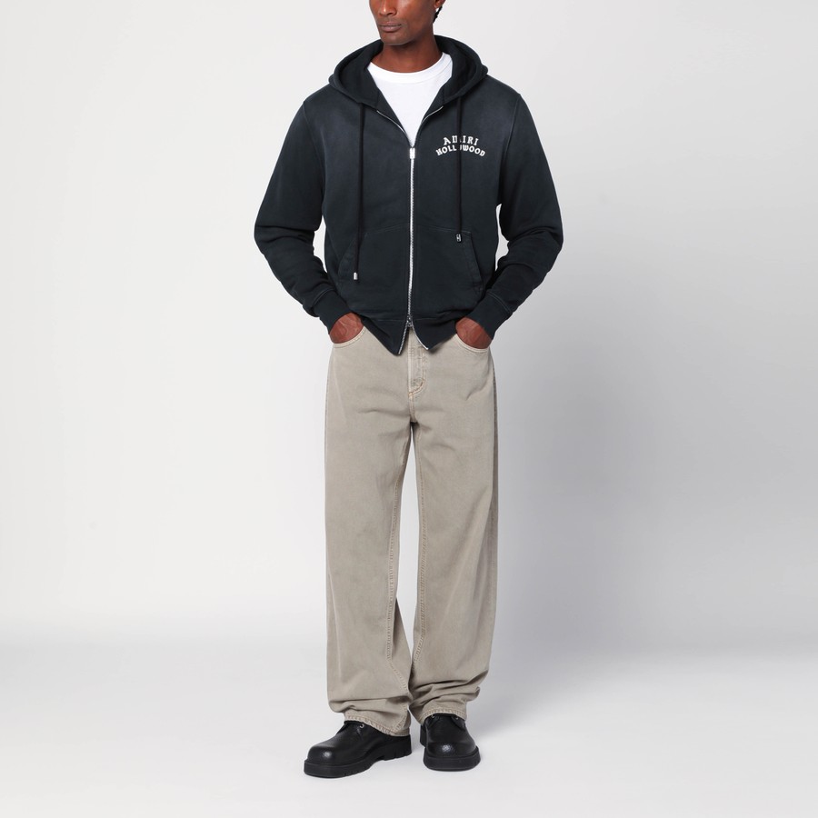 パーカー・フーディ Amiri Faded Black Zip Sweatshirt With Logo AMIRI Faded black zip sweatshirt with logo | TheDoubleF