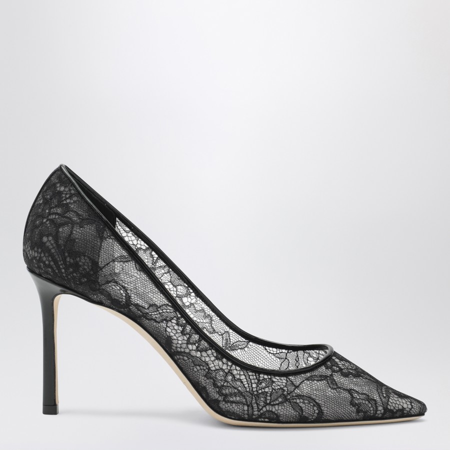 Jimmy Choo Romy 85 pumps in lace with logo | TheDoubleF