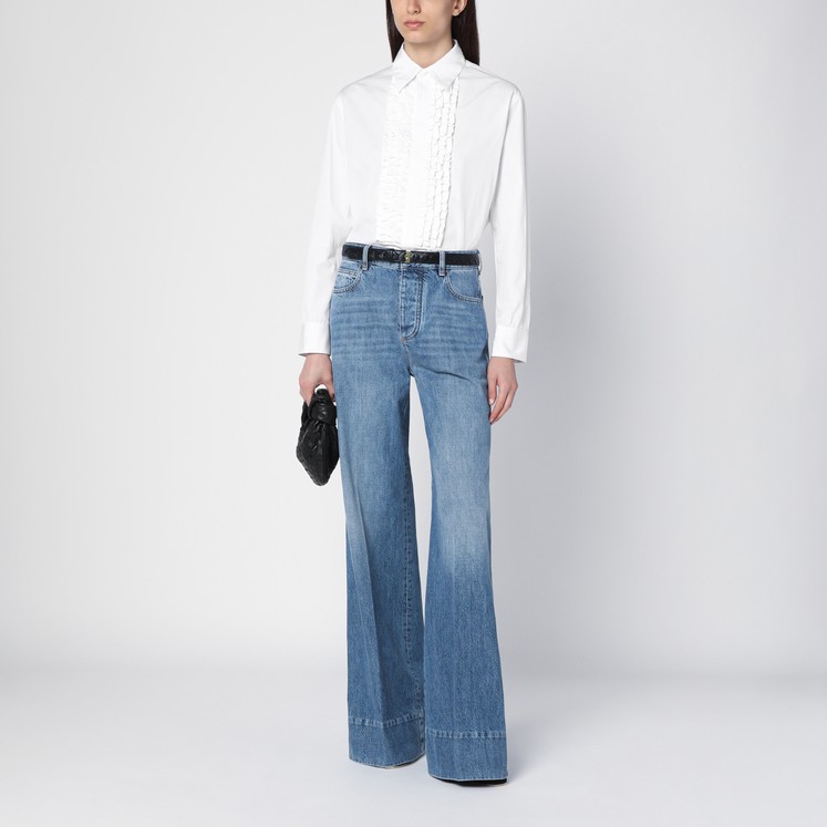 デニム・ジーパン BOTTEGA VENETA FW25 Denim jeans (831607V5SN0 4245) Bottega Veneta Jeans with indigo blue turn-up | TheDoubleF