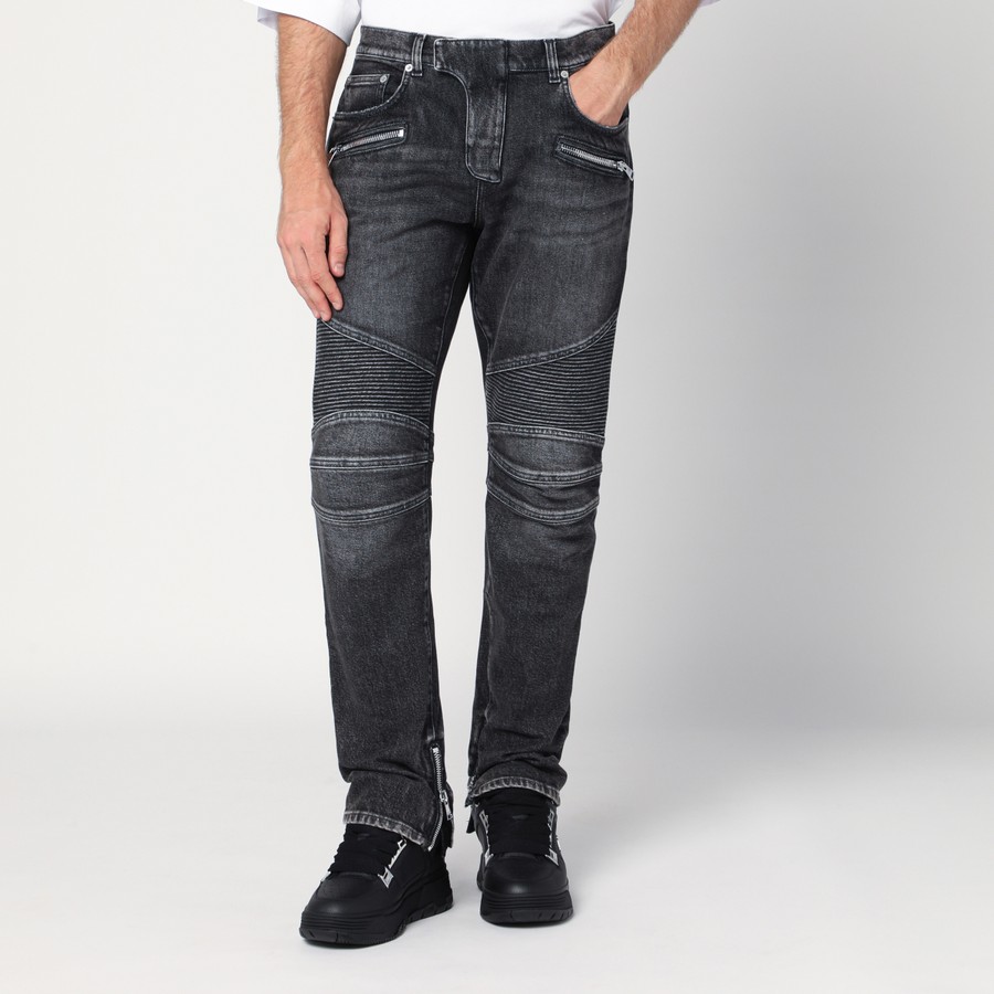 Balmain Grey washed slim biker jeans | TheDoubleF