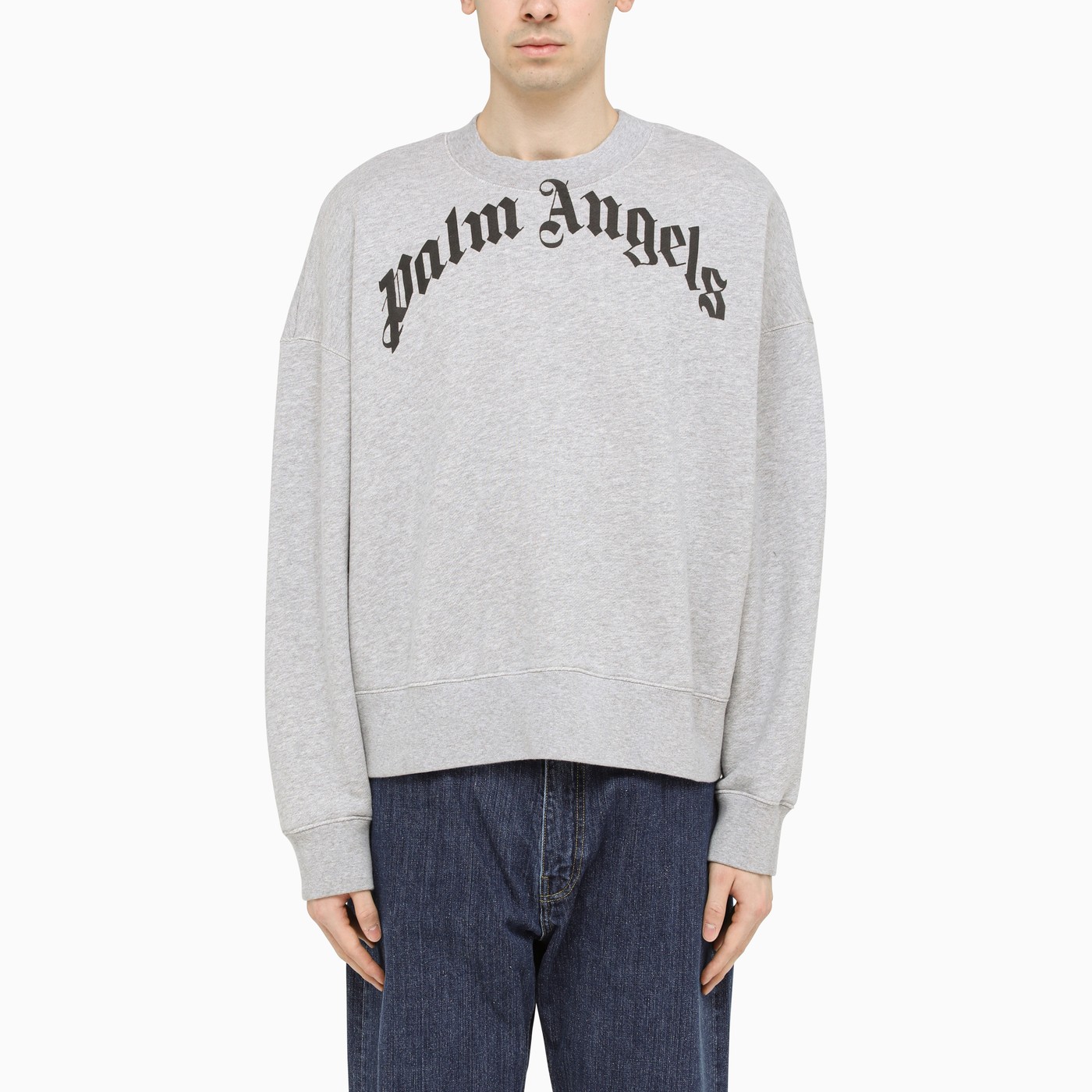 Palm Angels Logo-print crewneck sweatshirt grey | TheDoubleF