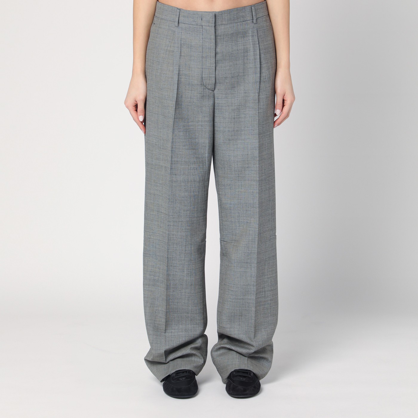 Prada Wide grey trousers in wool | TheDoubleF