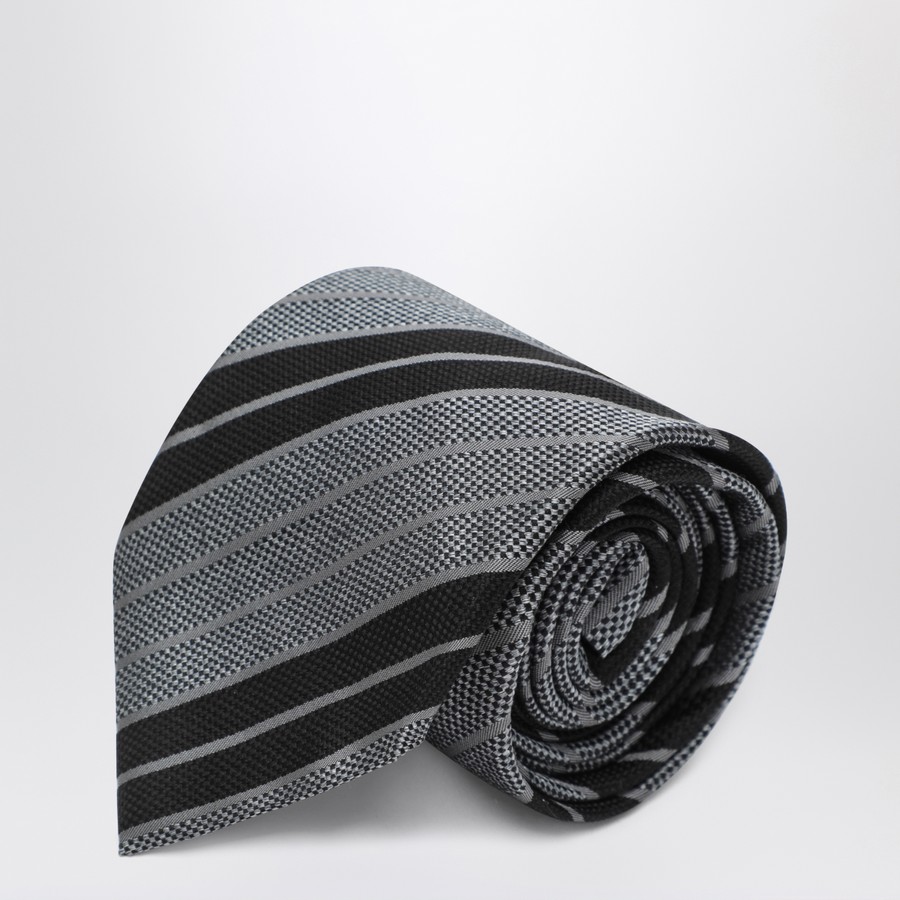 ファッション雑貨・小物その他 Saint Laurent Silk tie with black/gray stripes Saint Laurent Silk tie with black/gray stripes | TheDoubleF