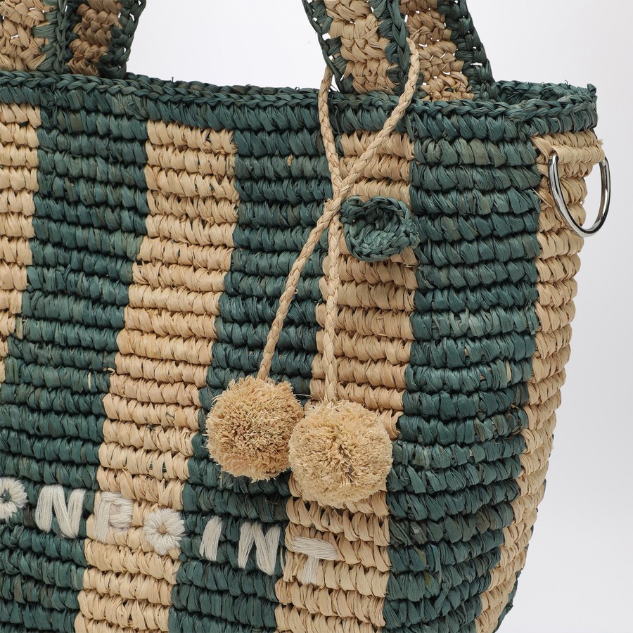 トートバッグ Bonpoint Beige Green Striped Bag In Raffia Bonpoint Beige/green striped bag in raffia | TheDoubleF