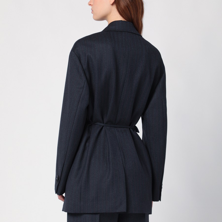 ジャケット BOTTEGA VENETA Dark blue wool blazer (784046V36K0 1155) Bottega Veneta Black/blue mélange striped wool jacket