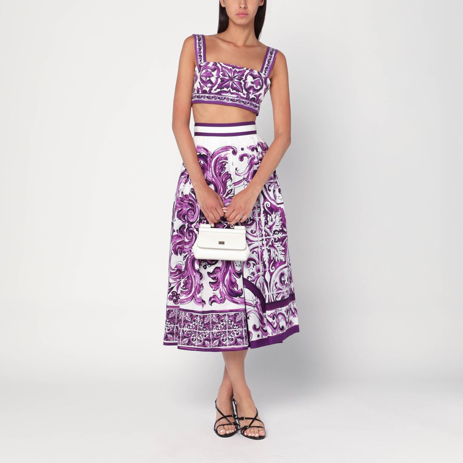 【関税&送料込】Dolce&Gabbana Purple Maiolica Print Skirt In Dolce&Gabbana Purple Maiolica print skirt in poplin | TheDoubleF