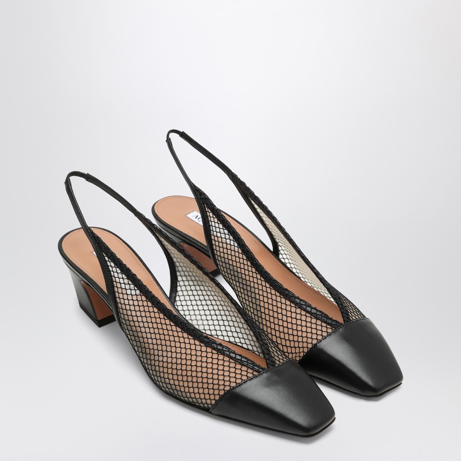 シューズ・サンダルその他 Aquazzura Margot black slingbacks in mesh and leather Aquazzura Margot black slingbacks in mesh and leather