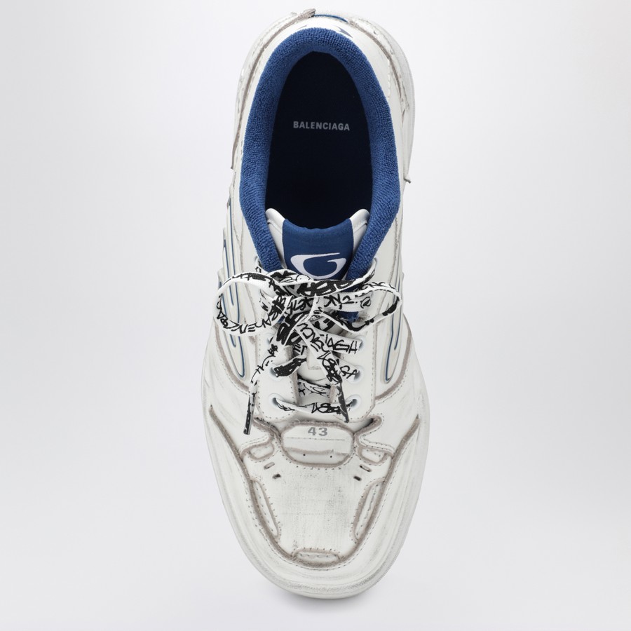 Balenciaga Hamptons Worn-Out Sneakers in White and Blue