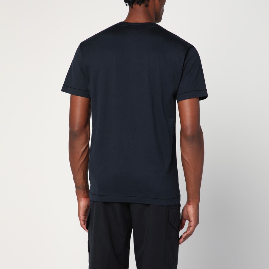 Tシャツ・カットソー STONE  NAVY BLUE COTTON T-SHIRT WITH LOGO PATCH Stone Island Navy blue cotton T-shirt with logo patch