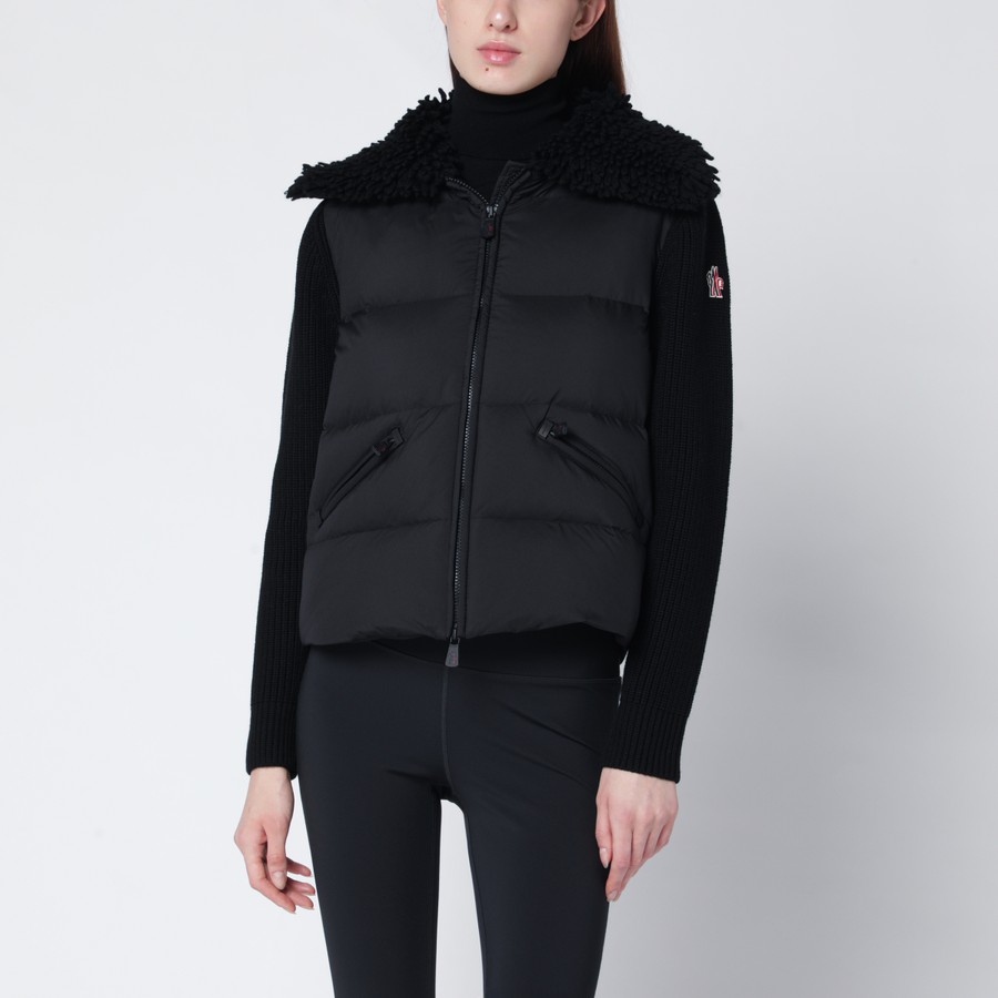 Moncler Grenoble Black padded wool cardigan | TheDoubleF