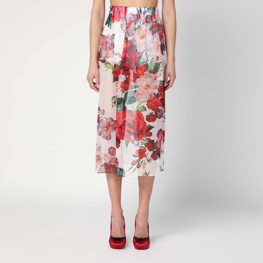 スカート Dolce&Gabbana Chiffon Silk Skirt With Rose Print Dolce&Gabbana Chiffon silk skirt with Rose print | TheDoubleF