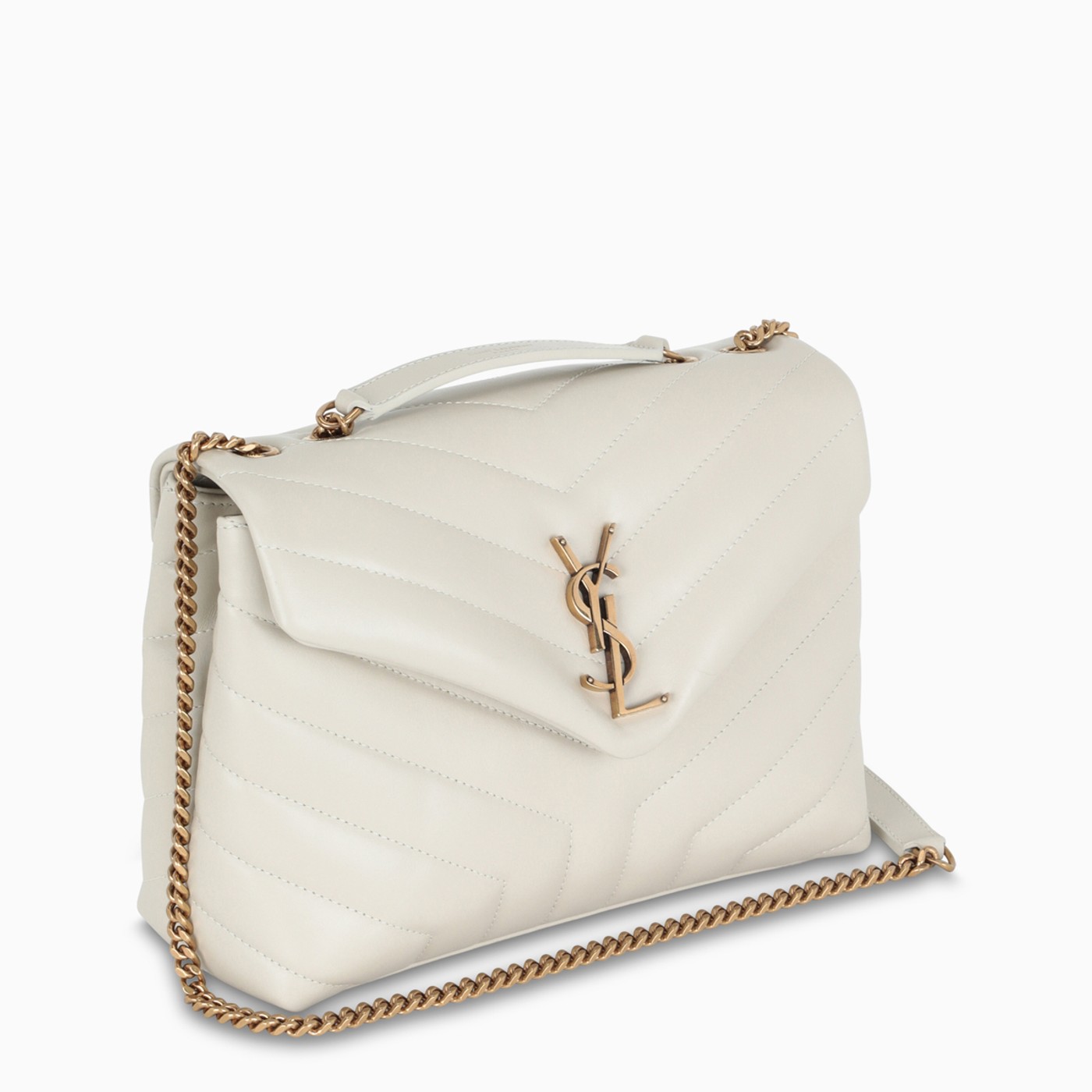 Saint Laurent White/gold small Loulou bag TheDoubleF