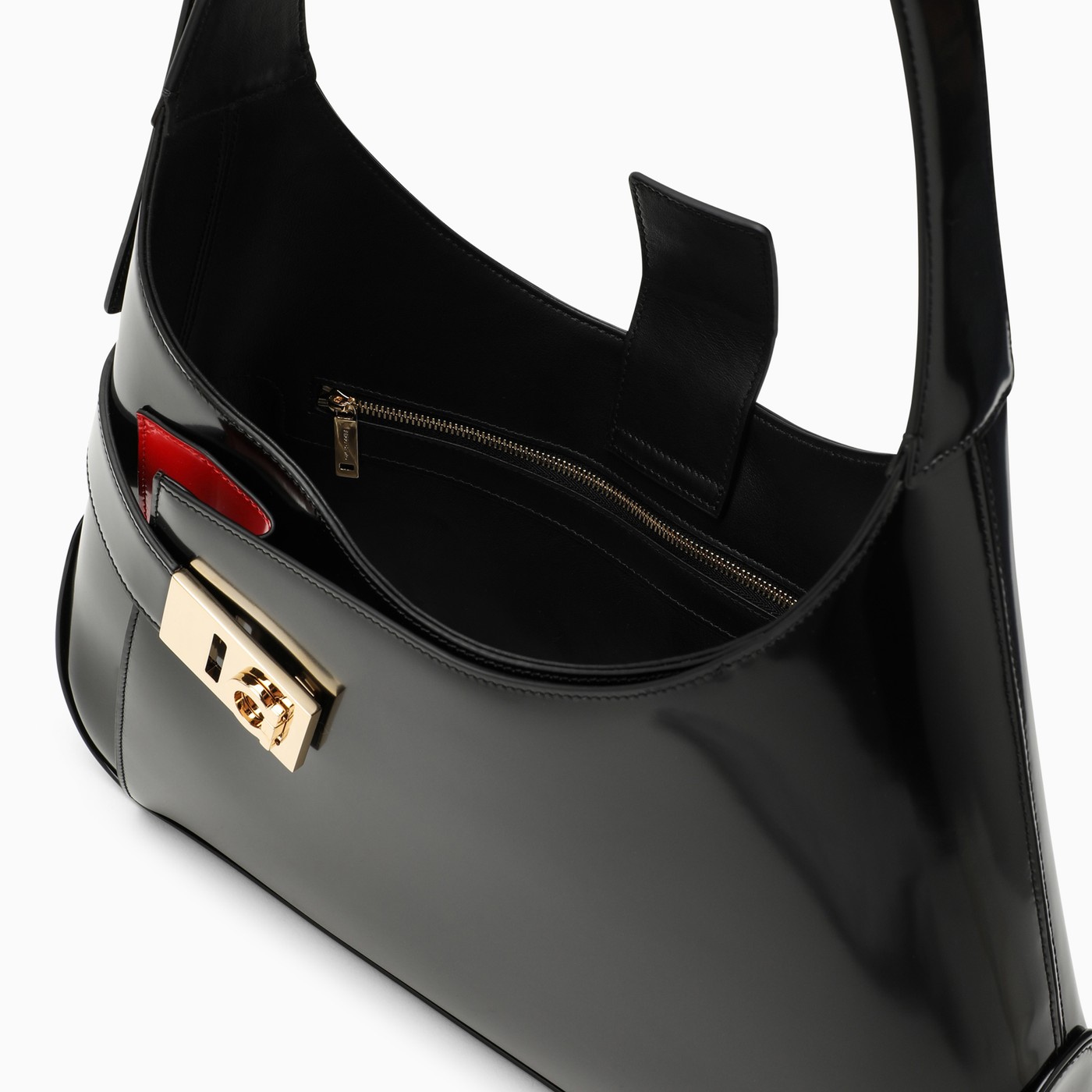 Ferragamo Black patent leather shoulder bag TheDoubleF