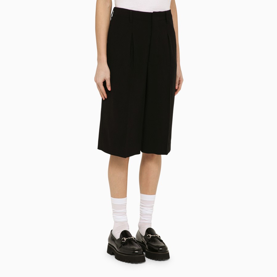 Ami Paris Black wool-blend bermuda shorts | TheDoubleF