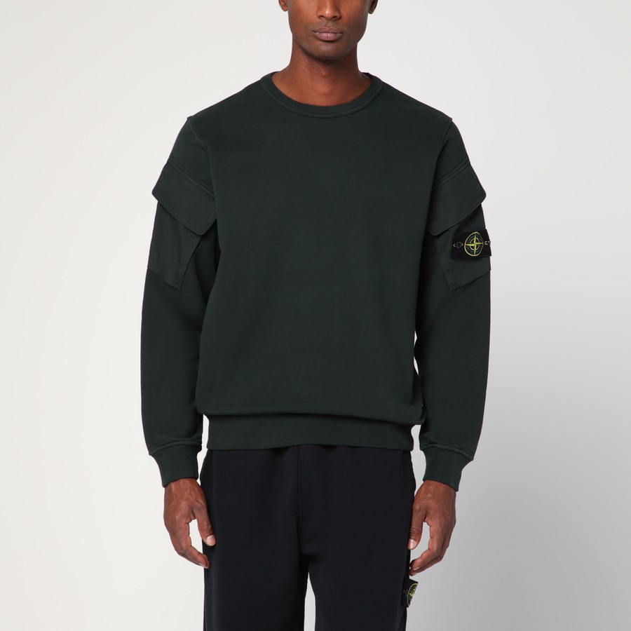 スウェット・トレーナー STONE  JUNIPER GREEN COTTON SWEATSHIRT Stone Island Juniper green cotton sweatshirt | TheDoubleF