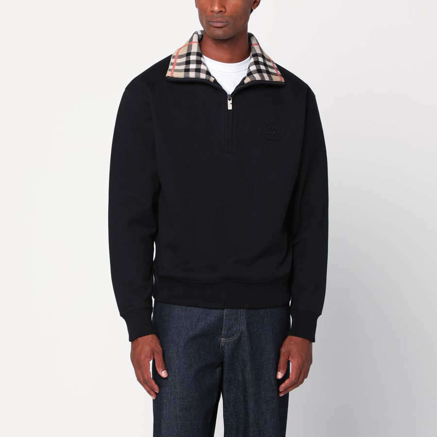 【BURBERRY】MW-FOR SWEATSHIRT◆8103520163735 Burberry Half-zip sweatshirt black in cotton | TheDoubleF
