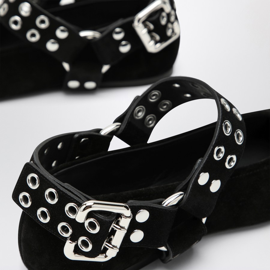 Alaïa Black suede flat ballerina biker | TheDoubleF