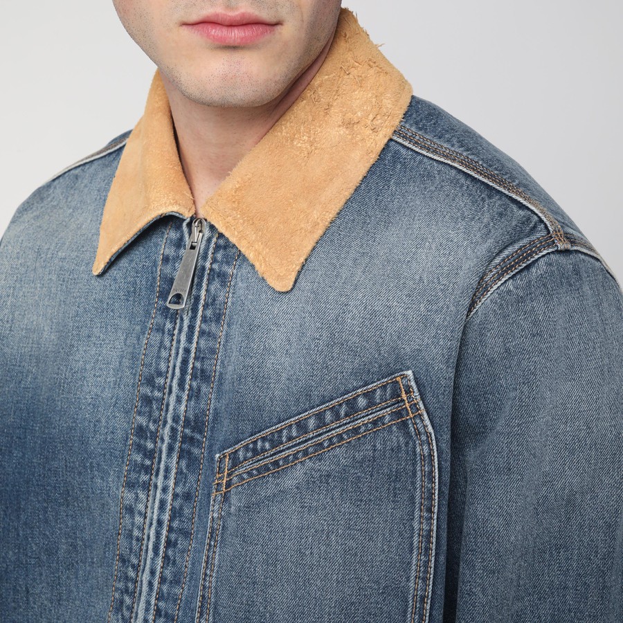 ★関税込★ Alexander McQUEEN スエード襟 デニムジャケット Alexander McQueen Denim jacket with suede collar | TheDoubleF