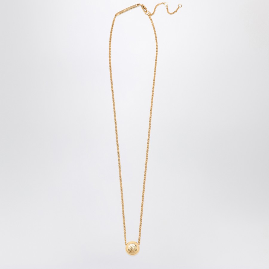 【LOEWE】Anagram necklace in gold-plated silver Loewe Anagram Pebble necklace in gold-plated silver | TheDoubleF