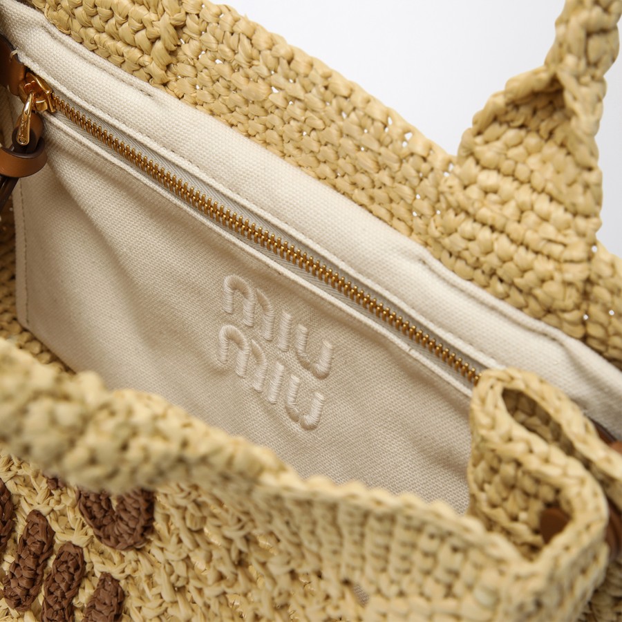 ハンドバッグ Miu Miu Beige and Brown Raffia Handbag Miu Miu Raffia-effect woven handbag for Women - Brown in UAE