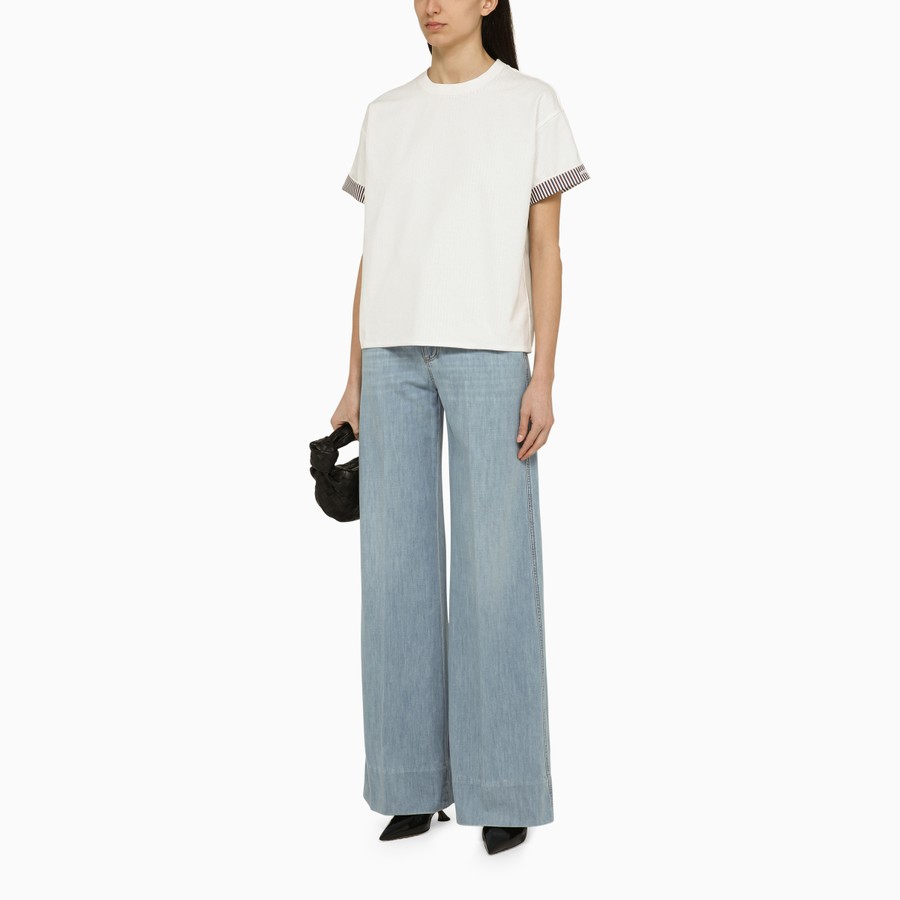 Tシャツ・カットソー BOTTEGA VENETA Women Tunic Tops 753811V39G0 9090 WHITE Bottega Veneta White cotton crew-neck T-shirt with