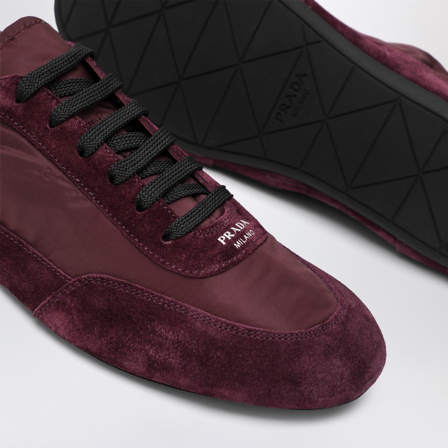 Prada Burgundy Re-Nylon and suede Sneaker Collapse | TheDoubleF