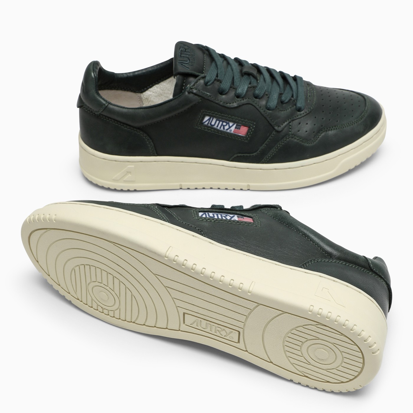 AUTRY Green leather low trainer TheDoubleF