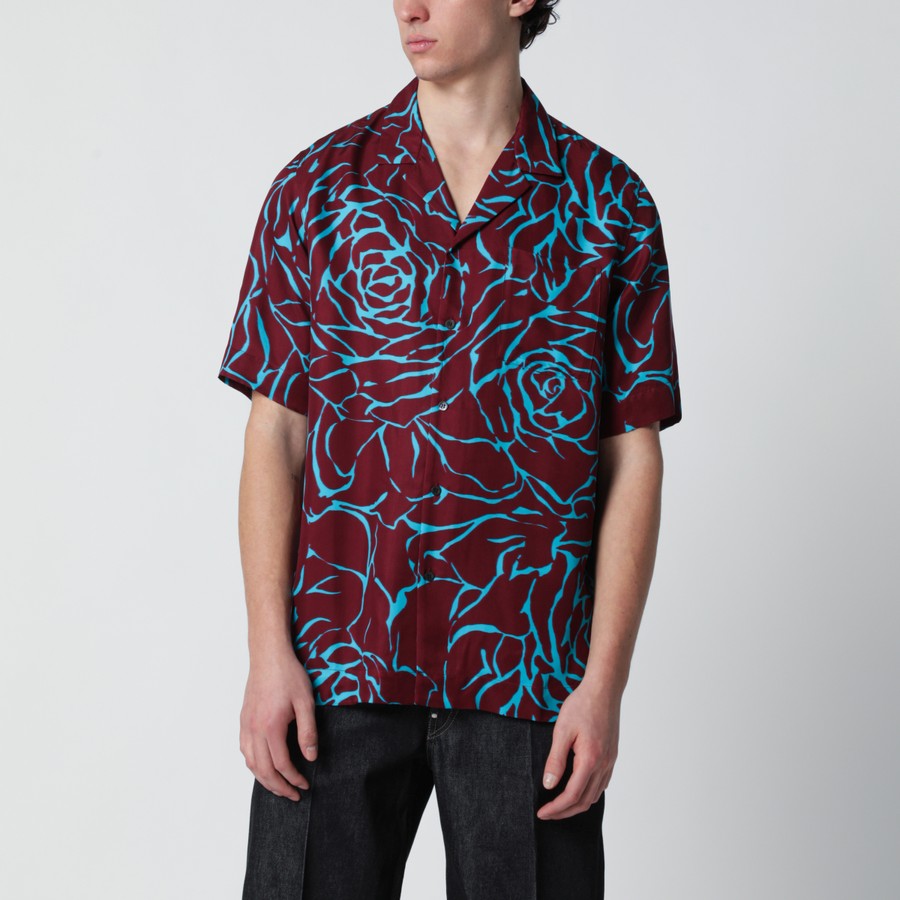 Dries Van Noten Burgundy shirt with Archive Rose print | TheDoubleF