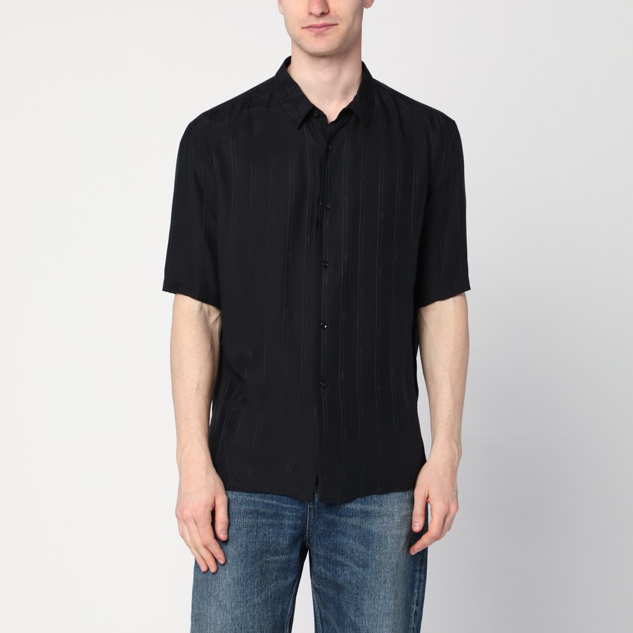 Saint Laurent Black silk shirt with Cassandre logo | TheDoubleF