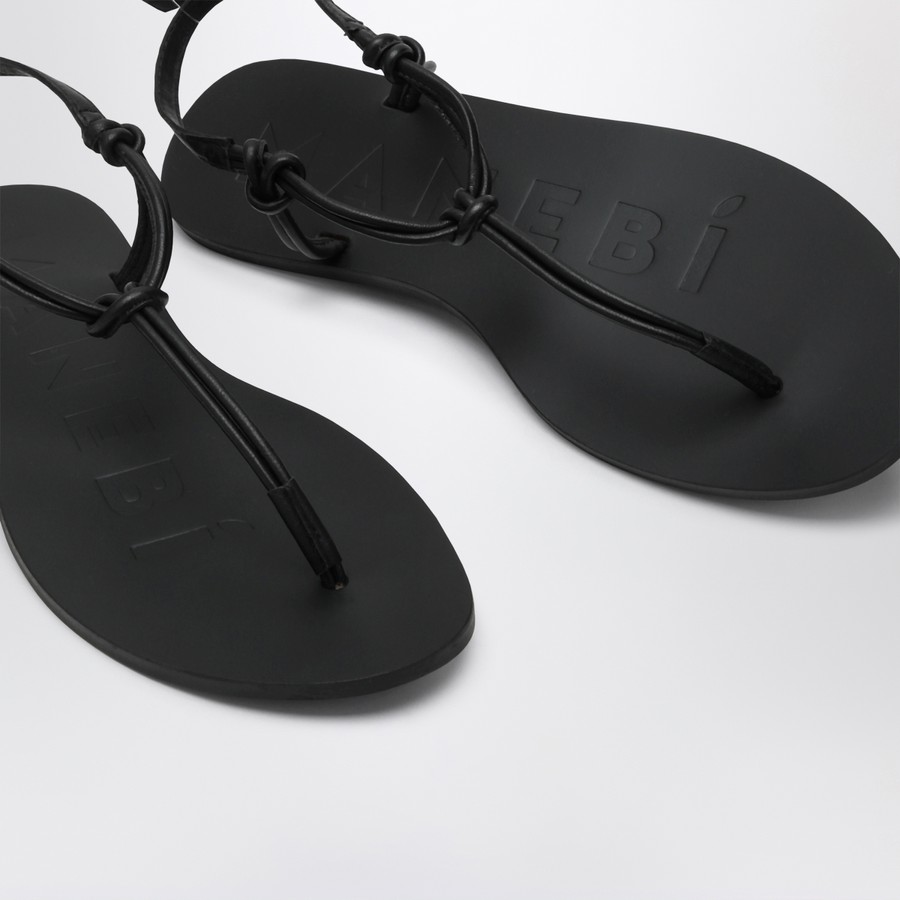 サンダル・ミュール MANEBI Women Sandals Q4 5Y0LE BK BLACK Manebí Black leather flip-flops | TheDoubleF