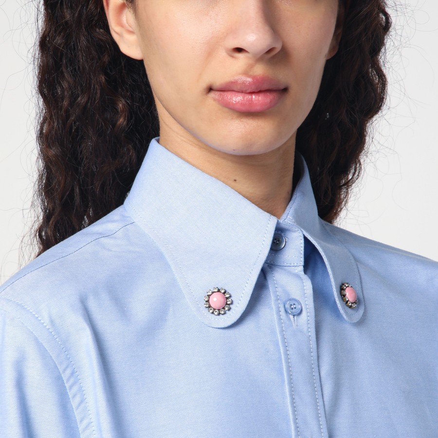 Valentino Light blue shirt with jewelled buttons | TheDoubleF