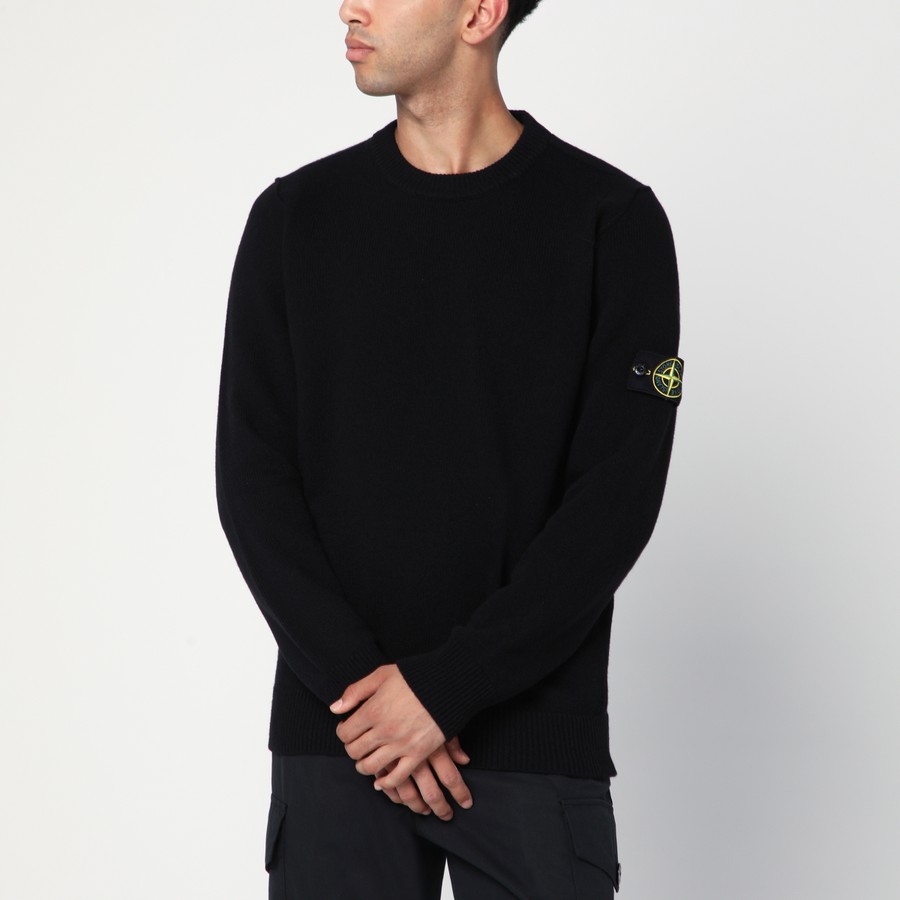 Stone  ブラック ニットセーター Stone Island Black wool blend sweater | TheDoubleF
