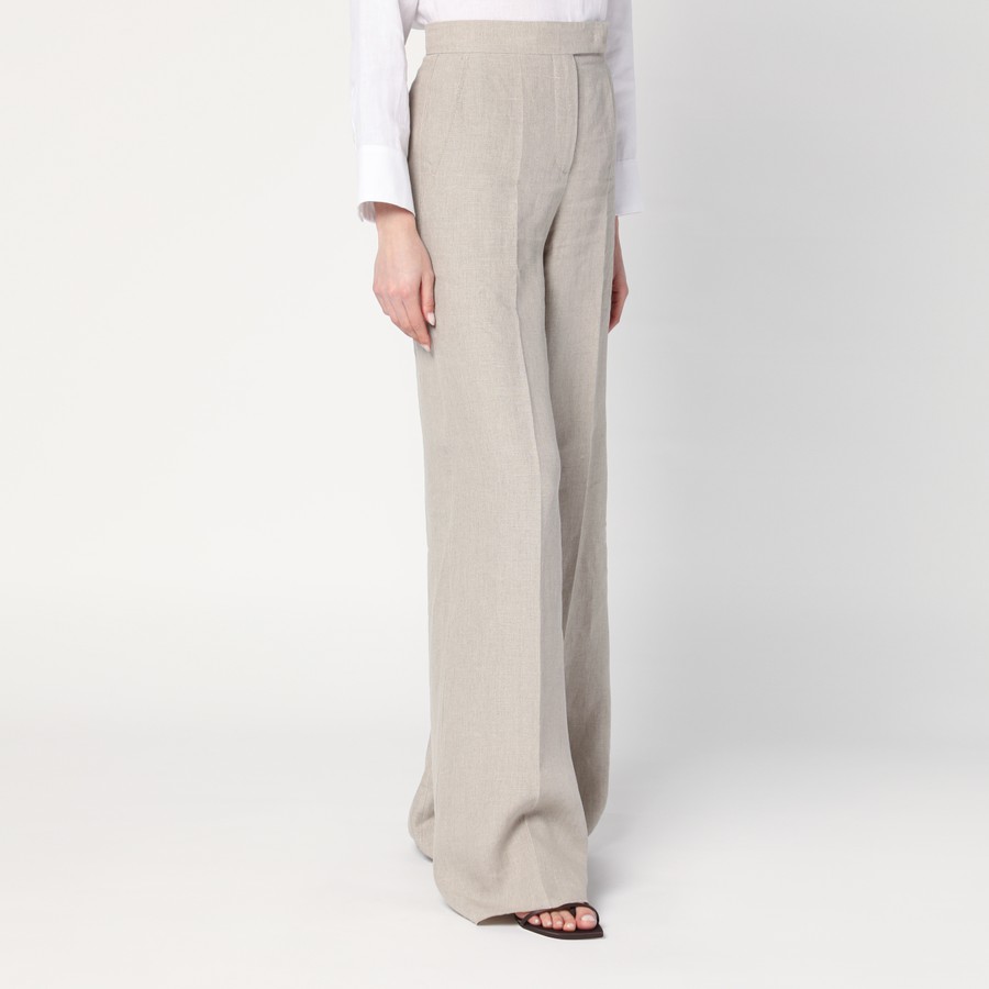 パンツ MAX MARA Women Straight Pants SEQUOIACO Beige Max Mara Wide beige trousers in linen canvas | TheDoubleF