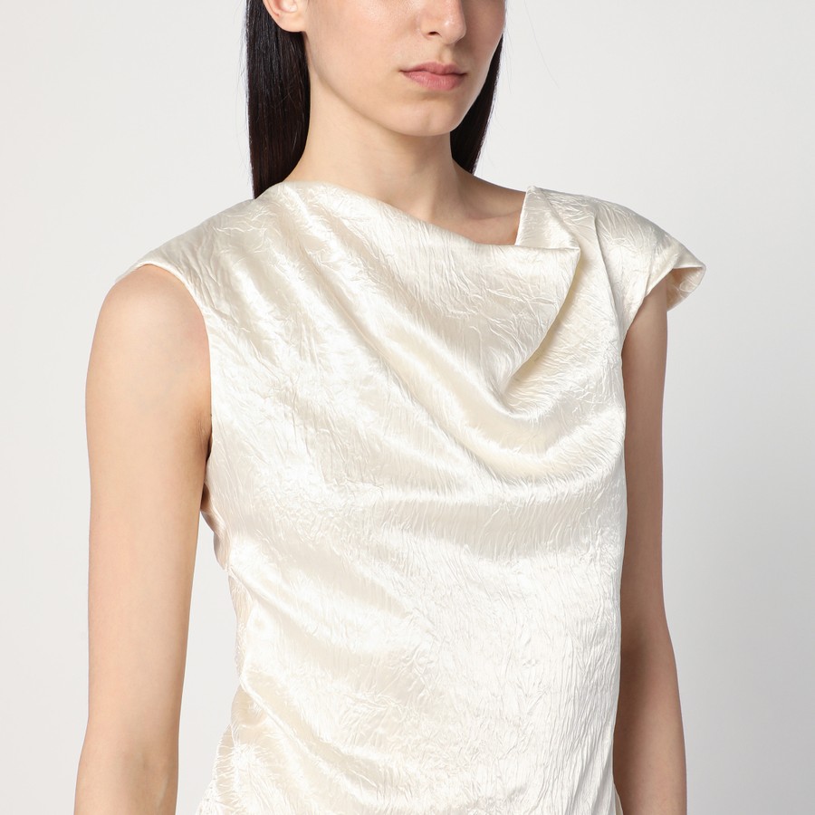 ワンピース ALEXANDER MCQUEEN IVORY ASYMMETRICAL DRAPED DRESS Alexander McQueen Ivory asymmetrical draped dress | TheDoubleF