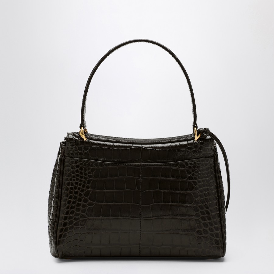 ショルダーバッグ・ポシェット BALENCIAGA SMALL RODEO BAG IN BROWN CROCODILE-EFFECT LEATHER Balenciaga Small Rodeo bag in brown crocodile-effect leather