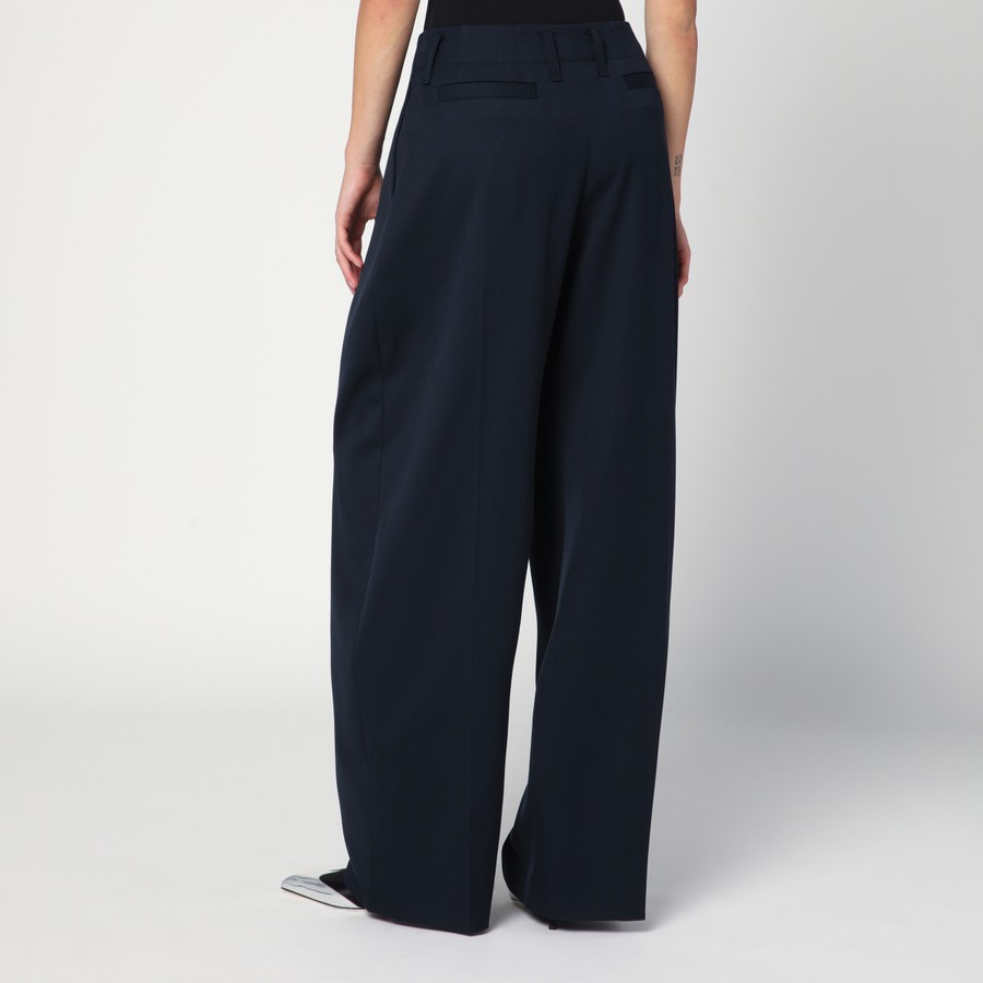 Alexander McQueen Wide navy blue wool trousers | TheDoubleF