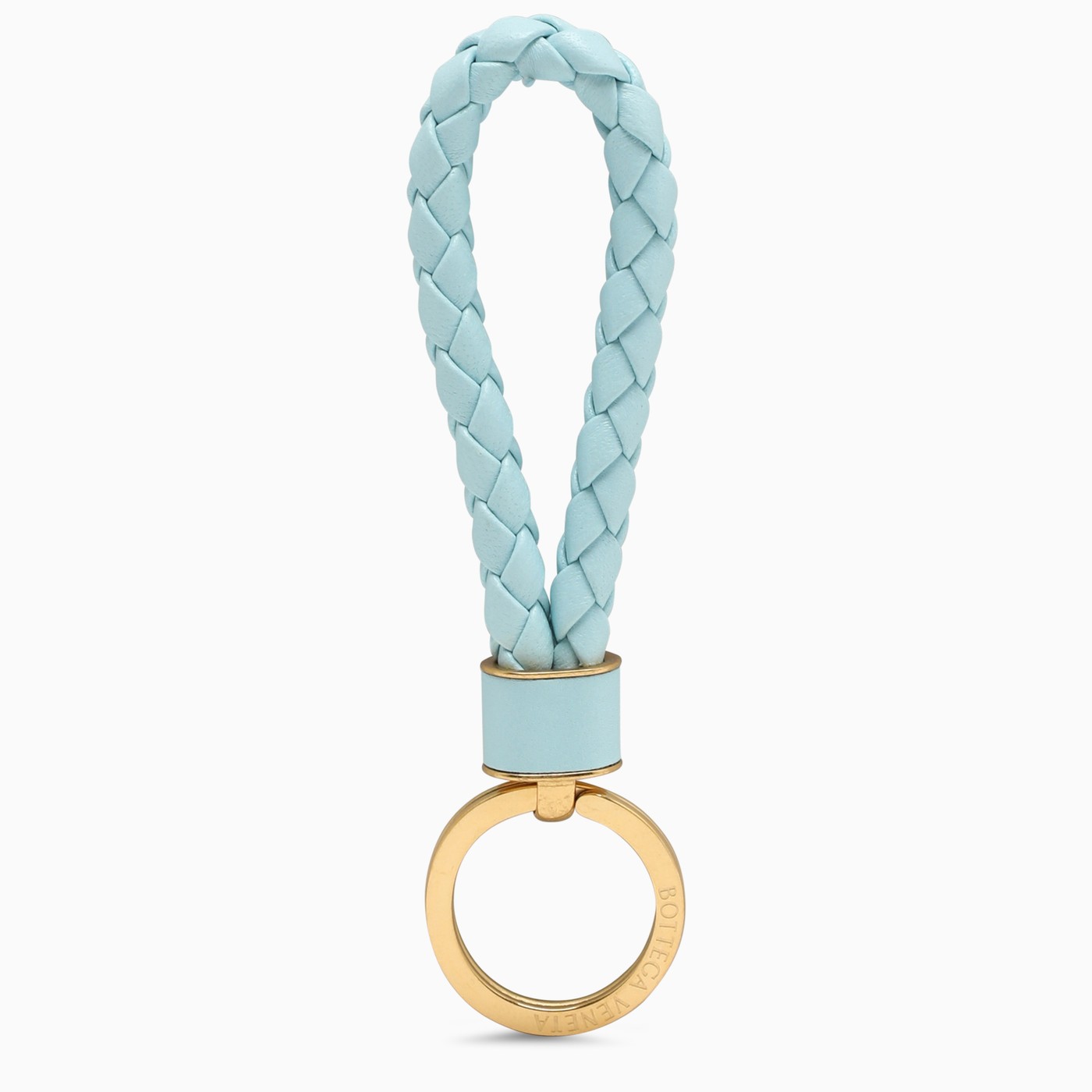 Bottega Light blue keyring in woven leather TheDoubleF