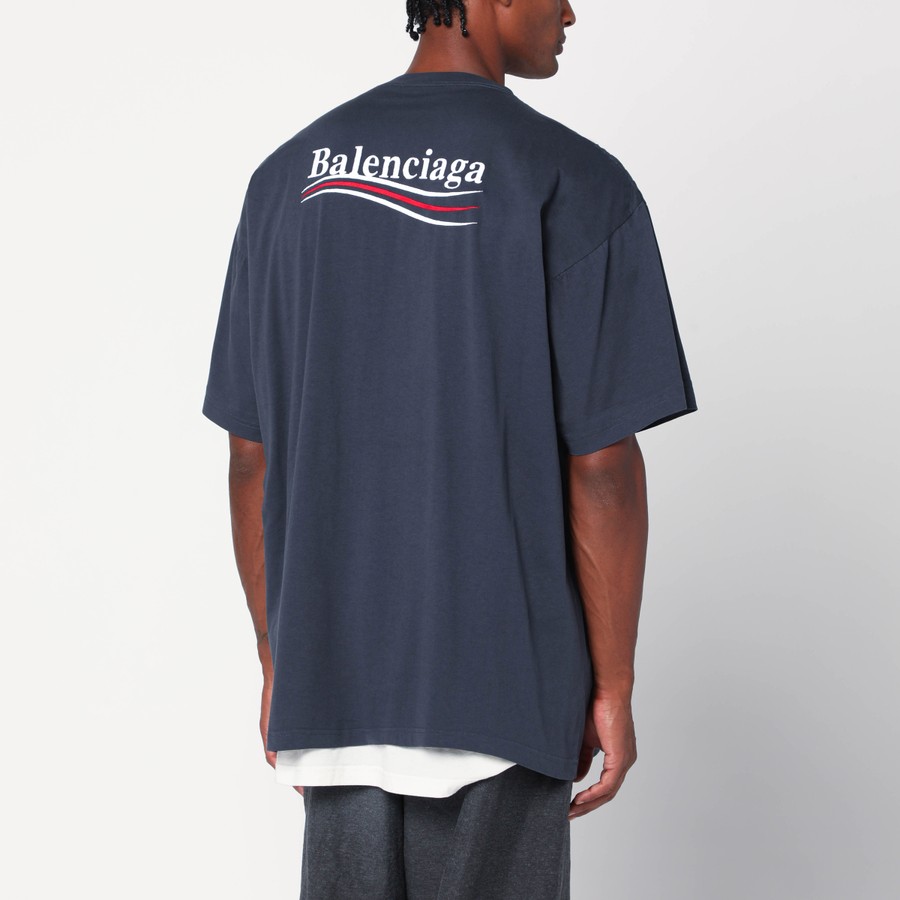 Tシャツ・カットソー BALENCIAGA DOUBLE T-SHIRT POLITICAL CAMPAIGN NAVY/WHITE Balenciaga Double T-shirt Political Campaign navy/white