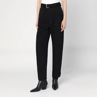 パンツ BOTTEGA VENETA Women Straight Pants 835377 V4C20 1000 BLACK Bottega Veneta Black twill cotton trousers | TheDoubleF