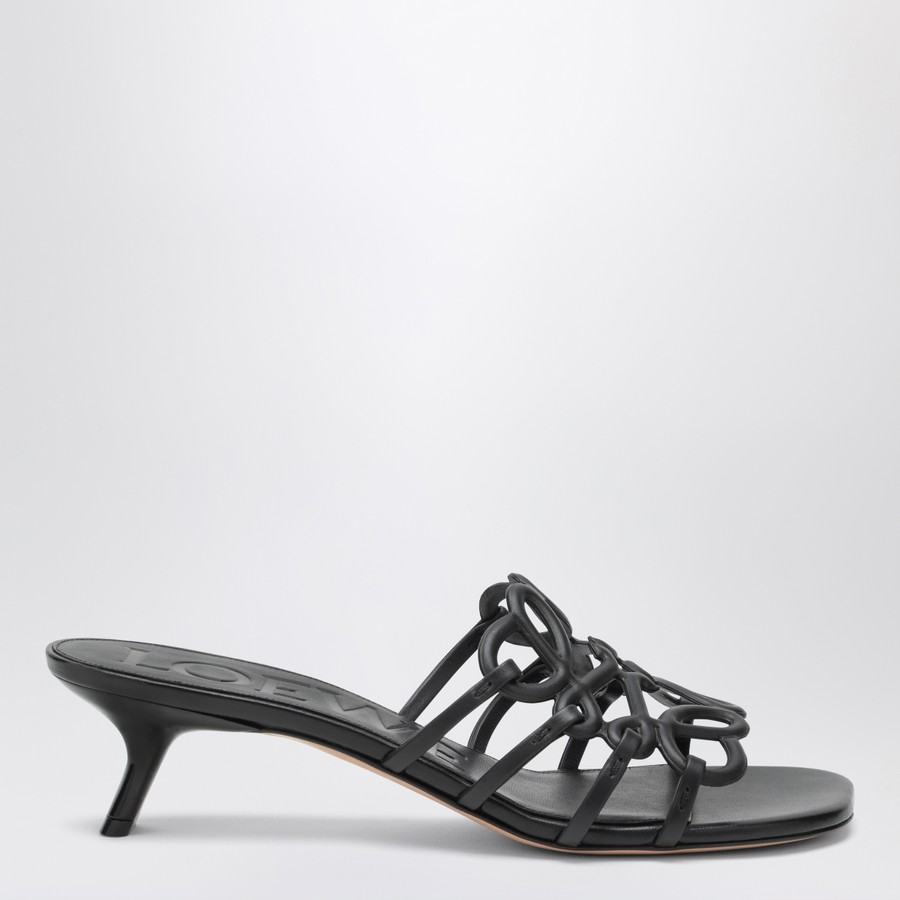 Loewe Petal Anagram black slides | TheDoubleF
