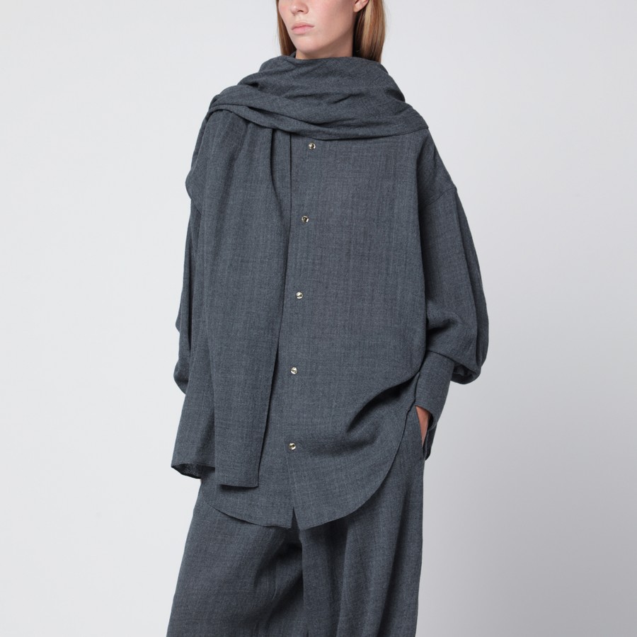 DARKPARK Camicia Georgia grigia mélange con sciarpa TheDoubleF