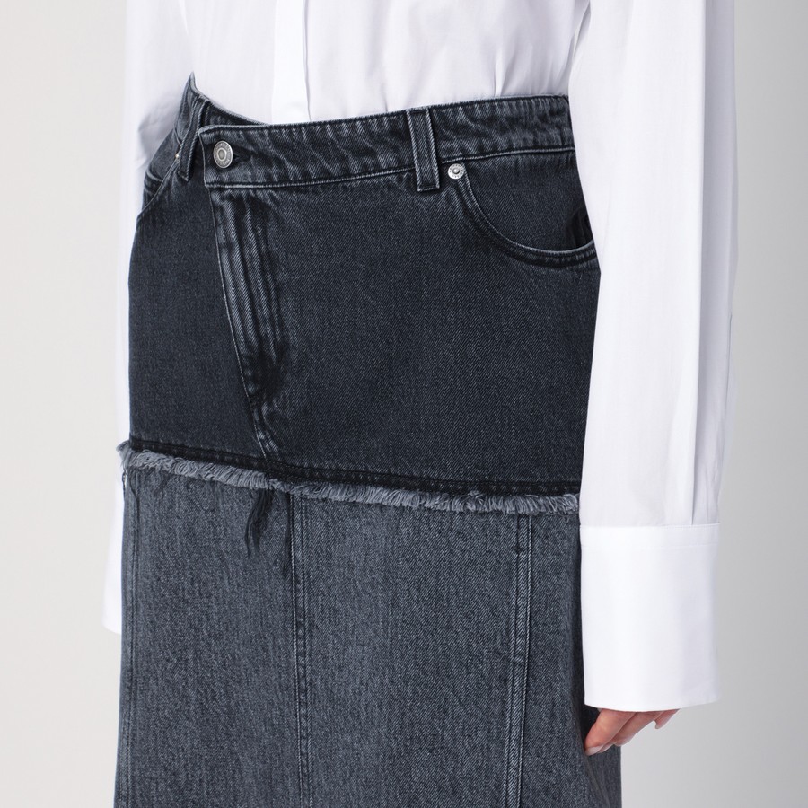 Alexander McQueen Two-tone black denim skirt | TheDoubleF