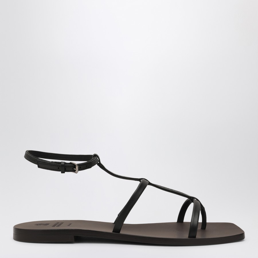 サンダル・ミュール Brunello Cucinelli Sandalo Infradito In Pelle Brunello Cucinelli - Black Leather Monili Thong Sandal