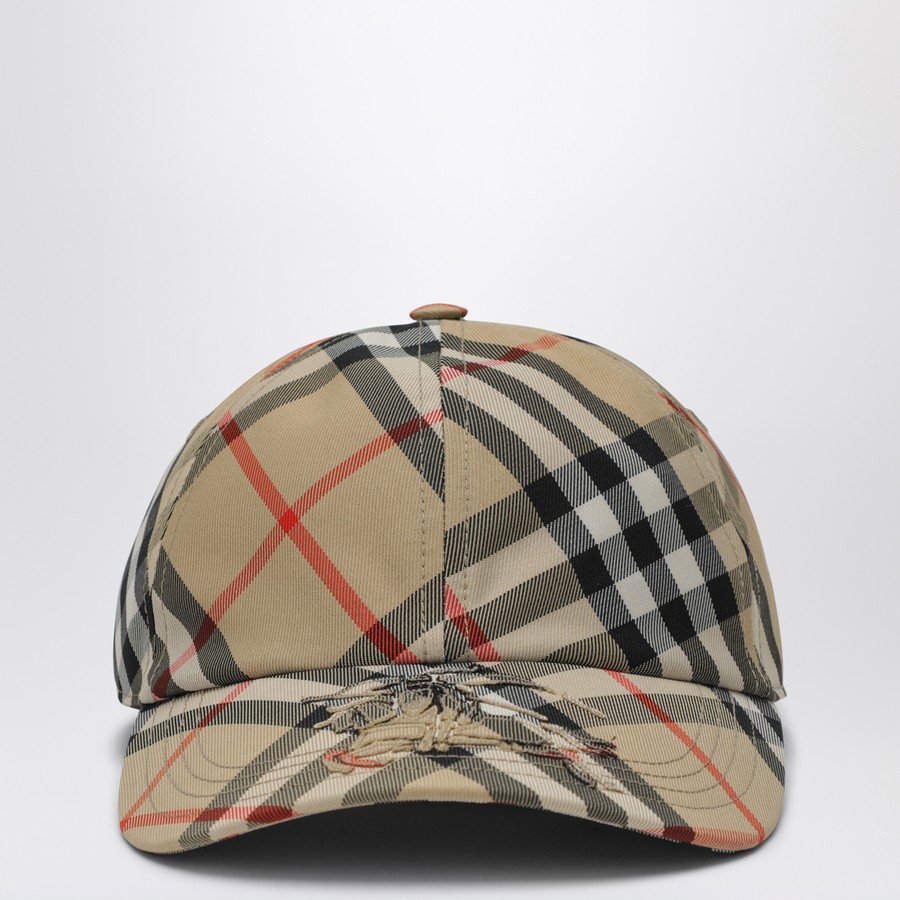 【関税&送料込】Burberry Baseball Cap Check Pattern With Ekd Check EKD Baseball Cap in Snug - Men | Burberry® Official