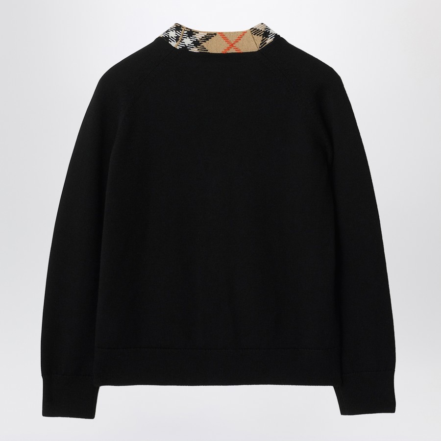 Burberry Black cardigan with Check motif trims | TheDoubleF