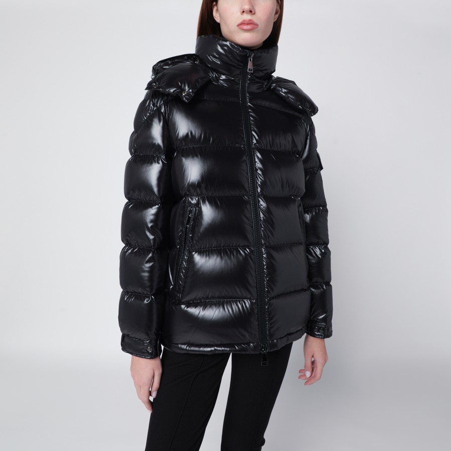 Moncler Black Maire down jacket in nylon laqué TheDoubleF