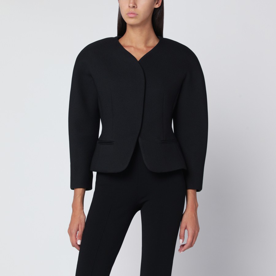 JACQUEMUS Black Ovalo cropped jacket | TheDoubleF